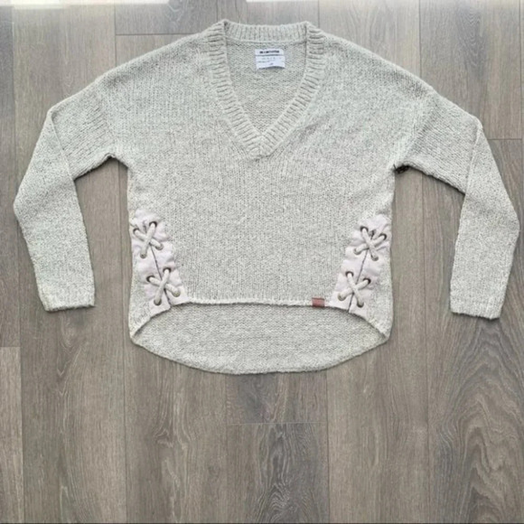 Free People One Teaspoon Saints and Roses Sweater Chunky Knit Lace Up V-neck - Picture 5 of 16